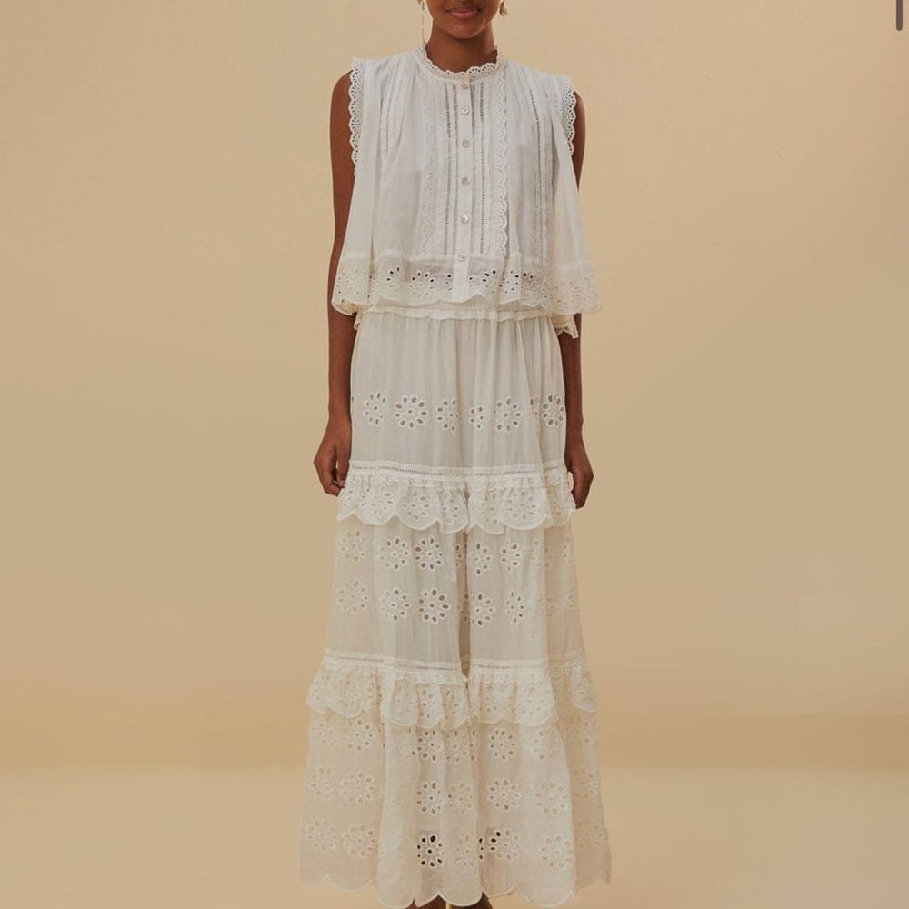 FARM Rio White Eyelet Skirt